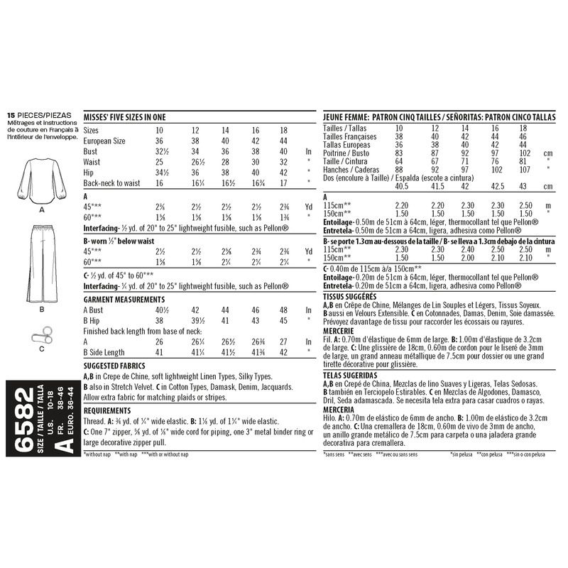 Patron New Look 6582 - Tunique et pantalon