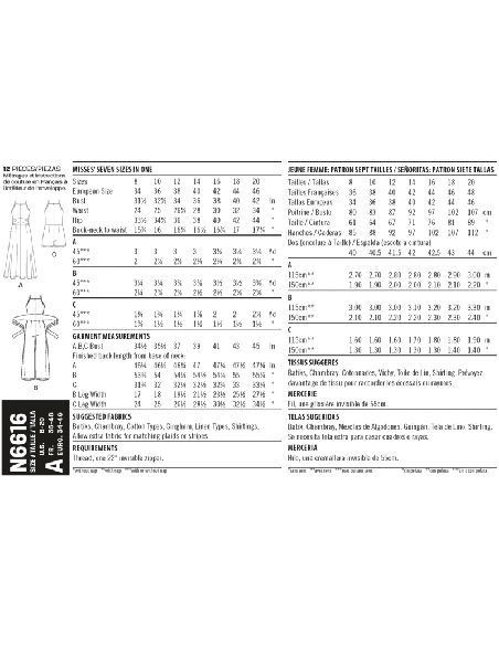 Patron New Look 6616 - Robe et combinaison à bretelles