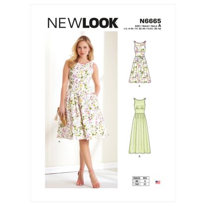 Patron New Look 6665 - Robe patineuse mi-longue