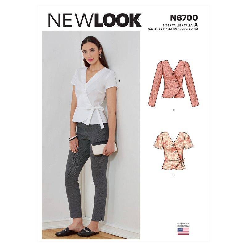 Patron New Look 6700 - Top croisé boutonné et basque taille