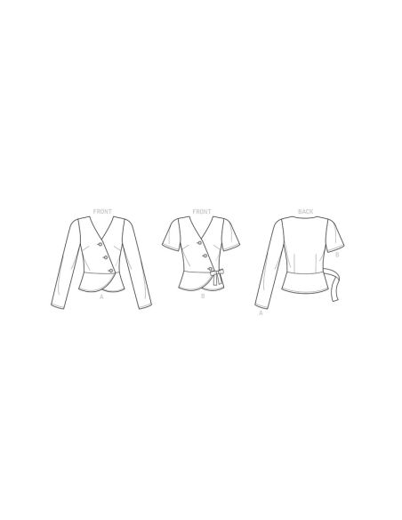Patron New Look 6700 - Top croisé boutonné et basque taille
