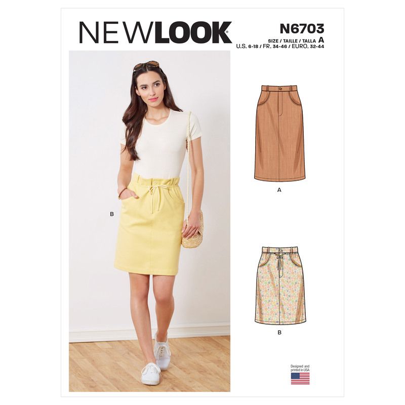 Patron New Look 6703 - Jupe style jeans avec poches