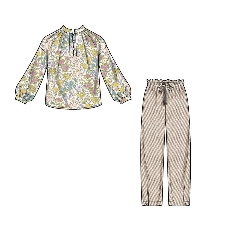 Patron New Look 6704 - Ensemble Blouse col montant et Pantalon bouffant