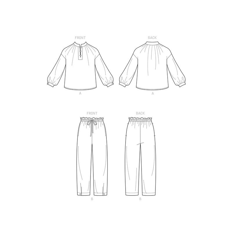 Patron New Look 6704 - Ensemble Blouse col montant et Pantalon bouffant