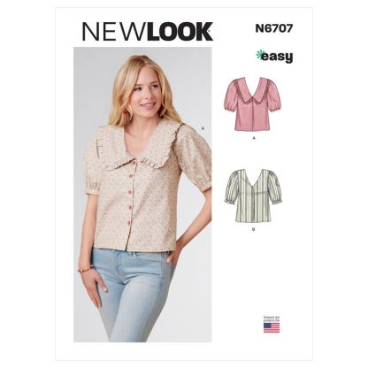Patron New Look 6707 - Chemisier Femme avec ou sans col et manches bouffantes