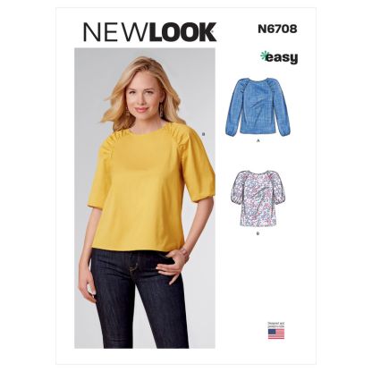 Patron New Look 6708 - Top Femme avec manches raglan, froncé à la couture