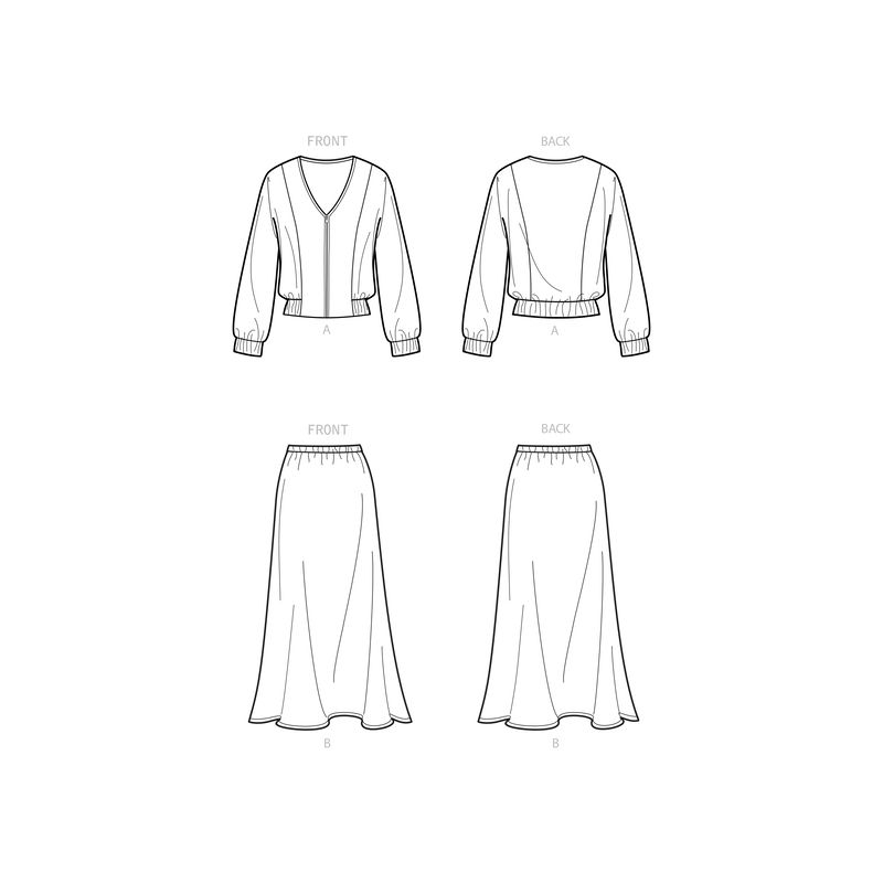 Patron New Look 6710 - Ensemble Femme, Veste zippée et Jupe longue