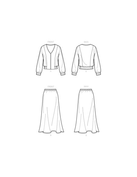 Patron New Look 6710 - Ensemble Femme, Veste zippée et Jupe longue