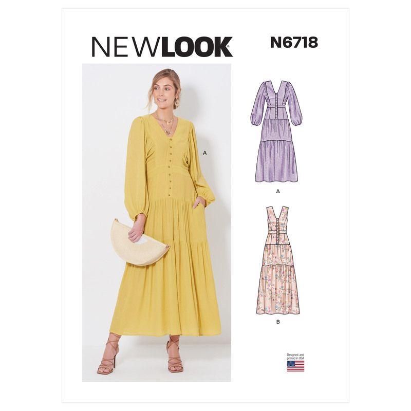 Patron New Look 6718 - Robe longue avec décolleté en V