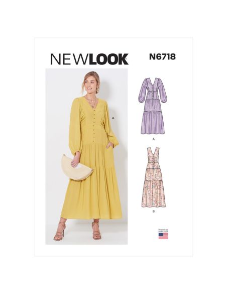Patron New Look 6718 - Robe longue avec décolleté en V