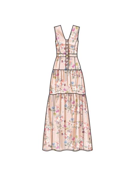 Patron New Look 6718 - Robe longue avec décolleté en V