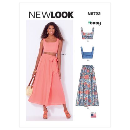 Patron New Look 6722 - Jupe portefeuille avec haut court