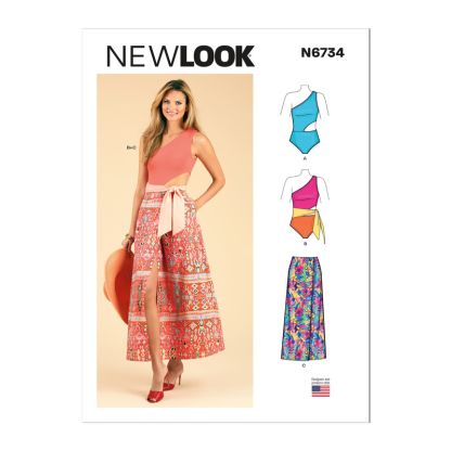 Patron New Look 6734 - Maillot de bain et jupe portefeuille