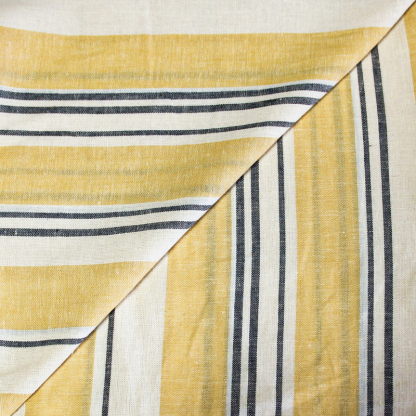 Étoffe lin & viscose - Rayure jaune