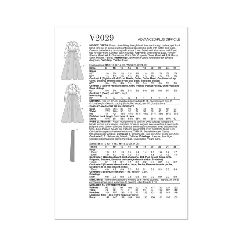 Patron Vogue 2029 Y5 - Robe