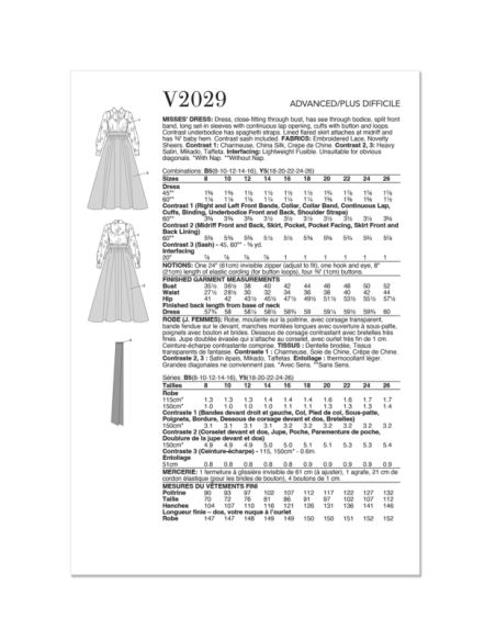 Patron Vogue 2029 Y5 - Robe