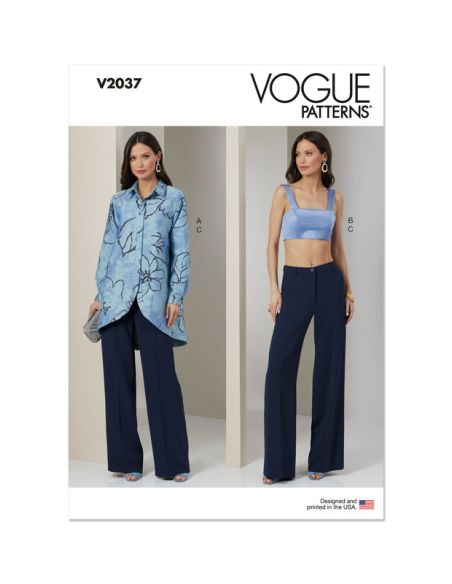 Patron Vogue 2037 Y5 - Chemise, crop top et pantalon