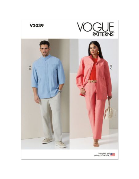 Patron Vogue 2039 A - Chemise et pantalon unisexes