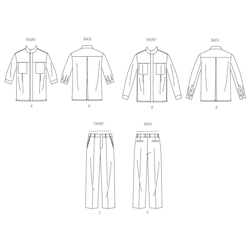 Patron Vogue 2039 A - Chemise et pantalon unisexes
