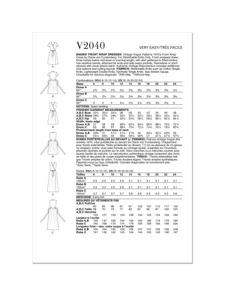 Patron Vogue 2040 U5 - Robe portefeuille