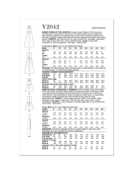 Patron Vogue 2042 Y5 - Robe