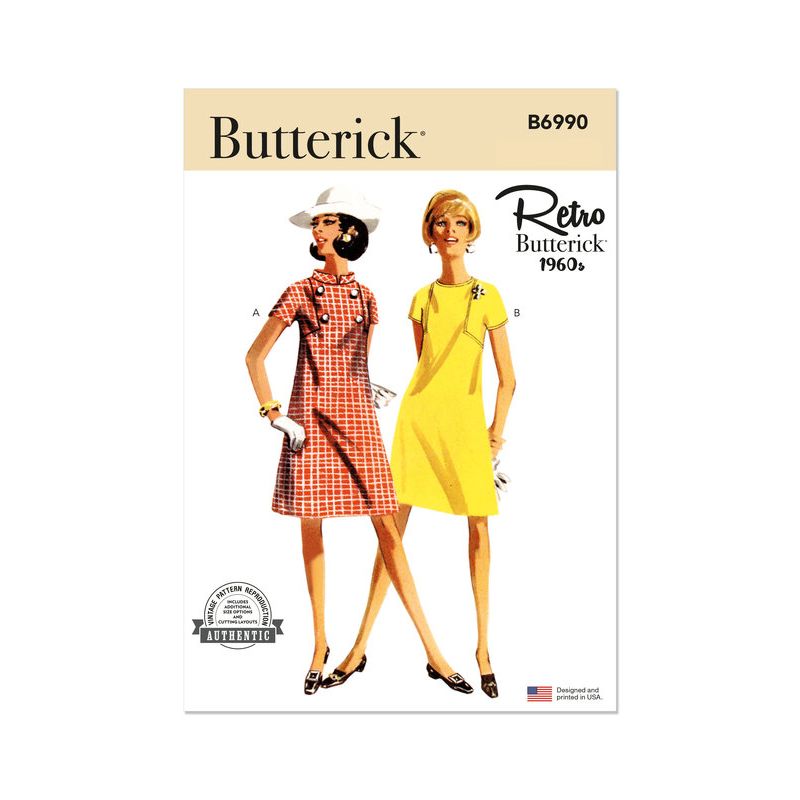 Patron Butterick 6990/Y5- Robe une pièce Vintage Butterick des années 1960