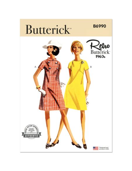 Patron Butterick 6990/Y5- Robe une pièce Vintage Butterick des années 1960