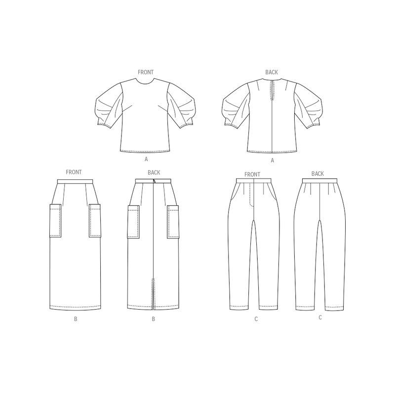 Patron Butterick 7002/BB - Haut, jupe et pantalon
