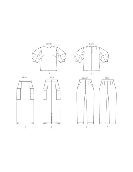 Patron Butterick 7002/BB - Haut, jupe et pantalon