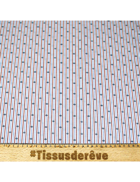 Popeline tissé-teint 100% coton - Rayure blanc & bleu