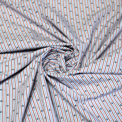 Popeline tissé-teint 100% coton - Rayure blanc & bleu 2