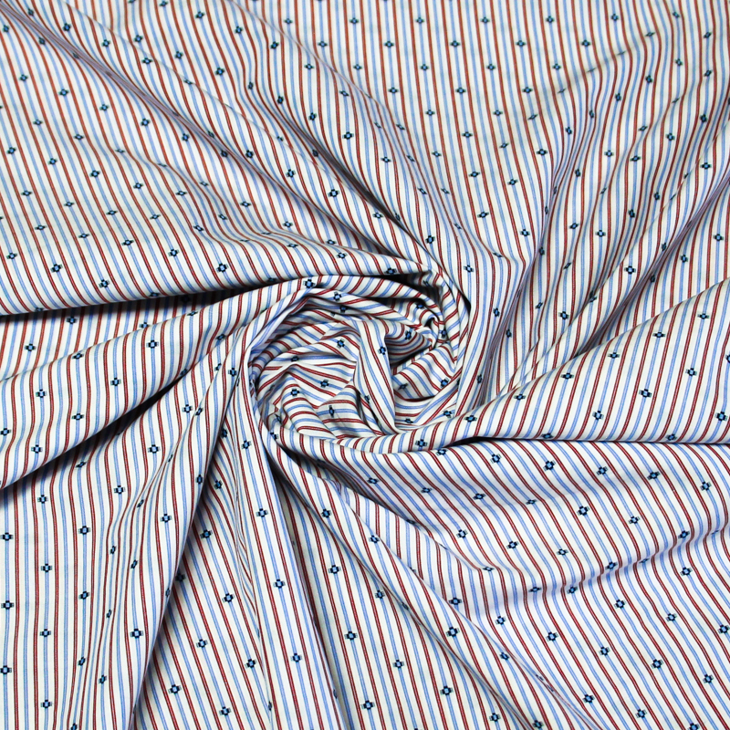 Popeline tissé-teint 100% coton - Rayure blanc & bleu