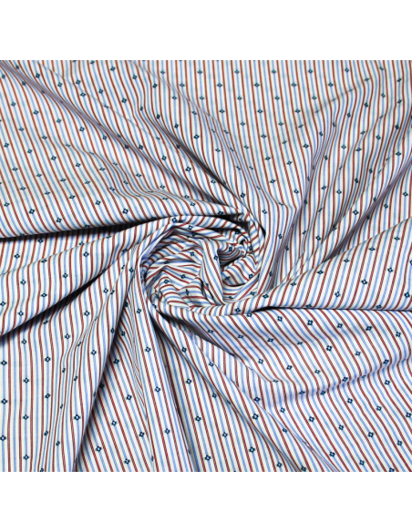 Popeline tissé-teint 100% coton - Rayure blanc & bleu