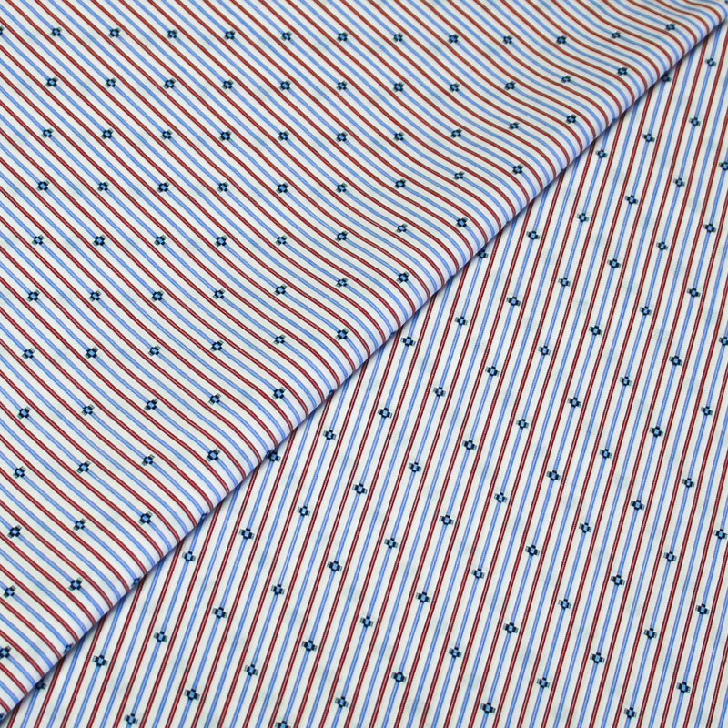 Popeline tissé-teint 100% coton - Rayure blanc & bleu