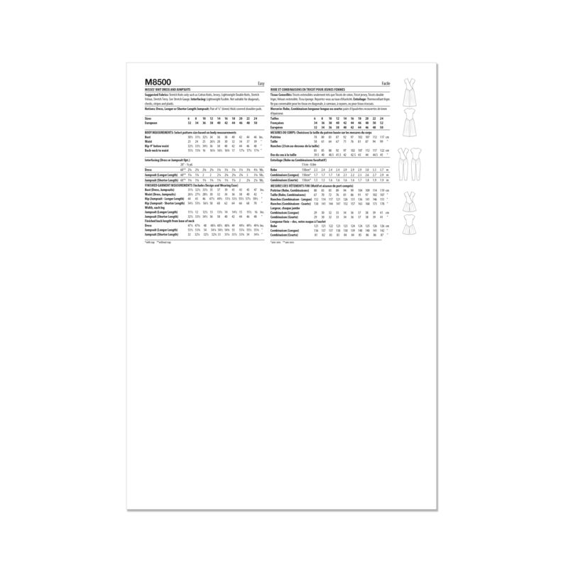 Patron McCall's 8500.U5 - Robe et combinaison