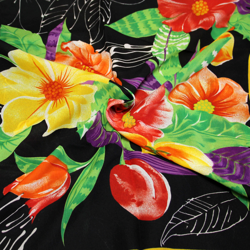 Paréo - Hibiscus fond noir