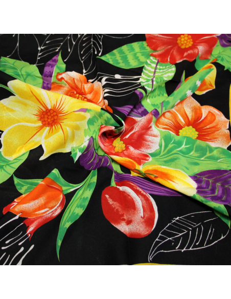 Paréo - Hibiscus fond noir