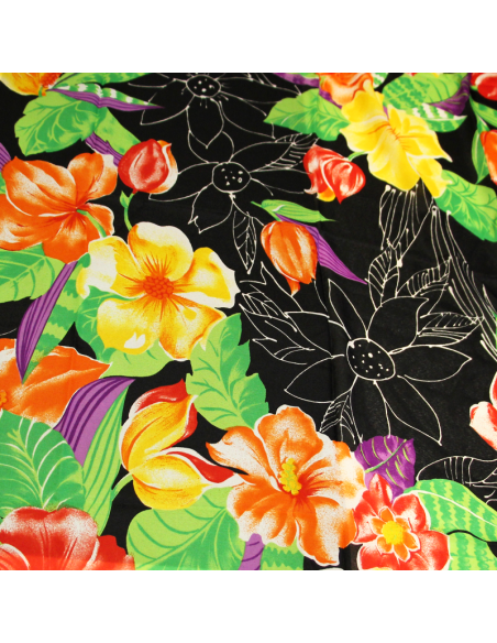 Paréo - Hibiscus fond noir