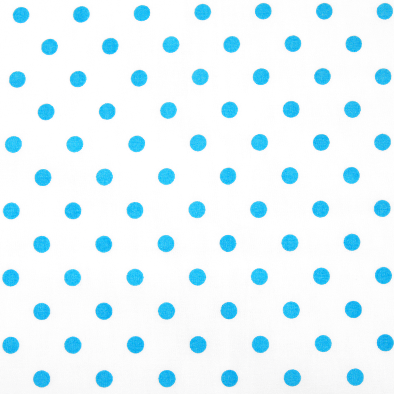 Popeline imprimée blanc pois bleu azur ∅ 1 cm