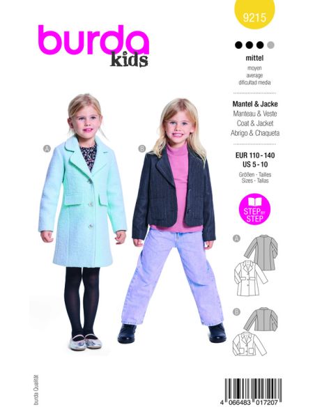 Patron Burda 9215 - Manteau pour enfants