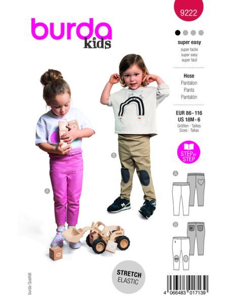 Patron Burda 9222 - Jean pour enfants