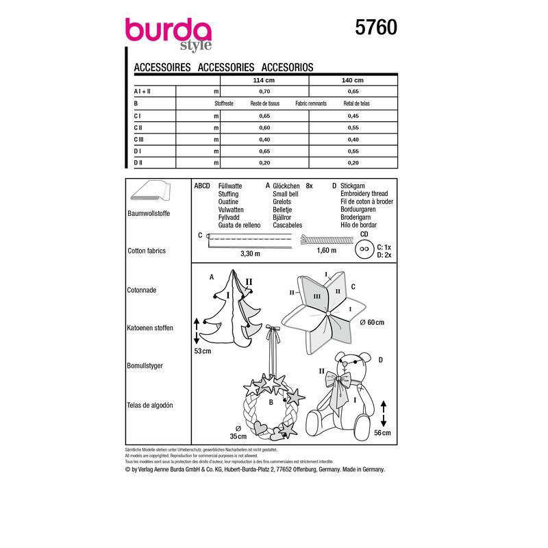 Patron Burda 5760 - DIY de Noël