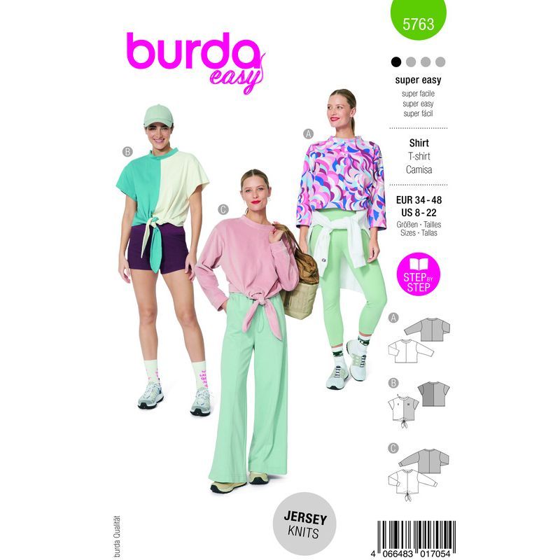 Patron Burda 5763 - T-shirt large et court
