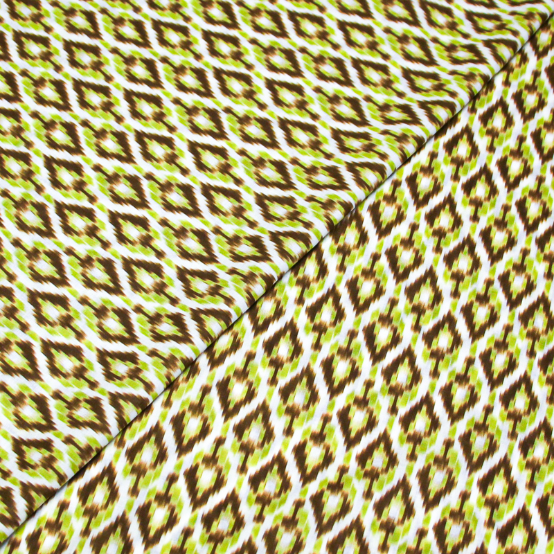 Voile 100% coton - Ikat vert et marron