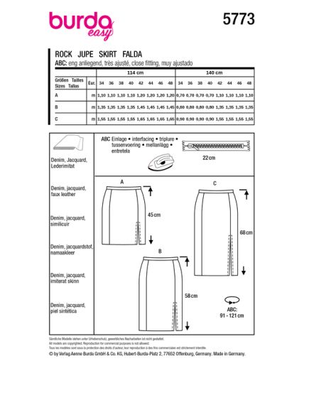Patron Burda 5773 - Jupes polyvalentes