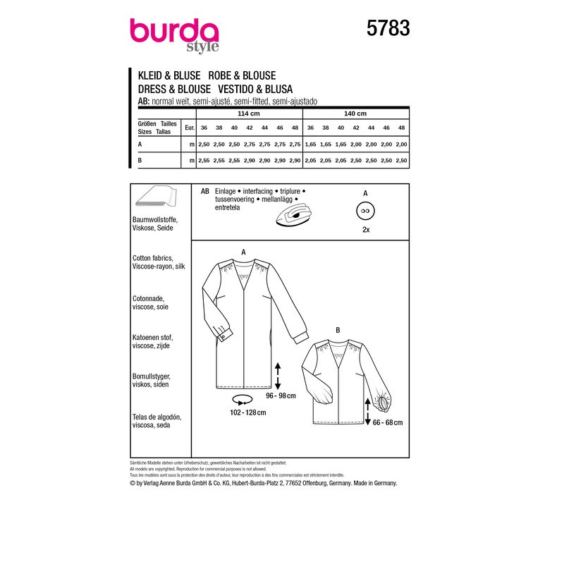 Patron Burda 5783 - Robe raffinée