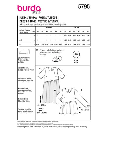 Patron Burda 5795 - Robe et tunique