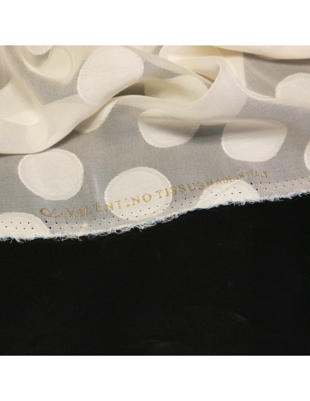 Mousseline 100% soie jacquard - Rond écru
