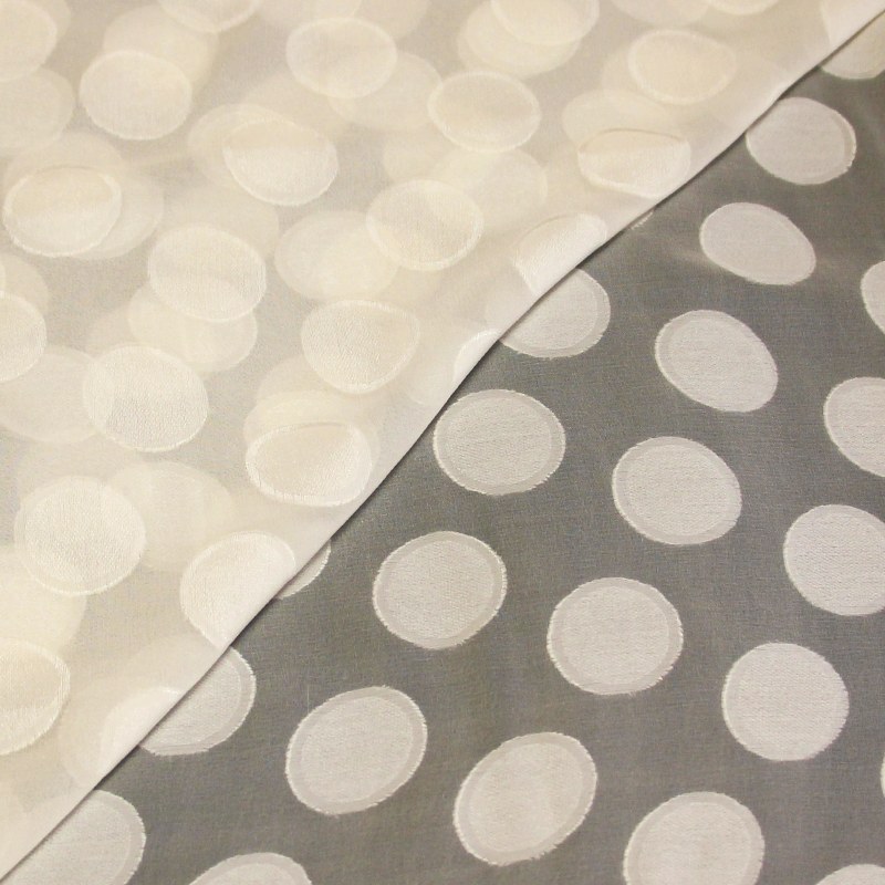 Mousseline 100% soie jacquard - Rond écru