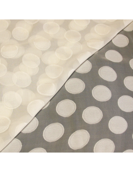 Mousseline 100% soie jacquard - Rond écru